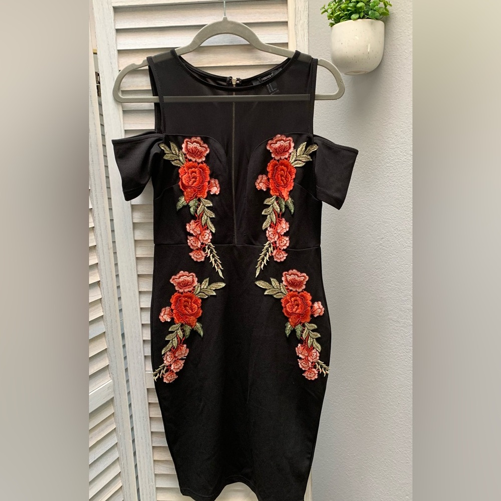 Forever 21 - Black sheer top zip up shaping dress